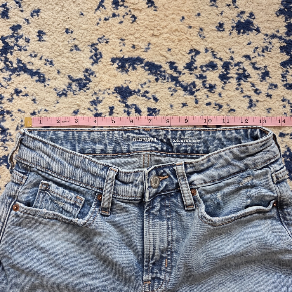 Old Navy Women's Straight Leg Light Blue Pants - Picture 5 of 7